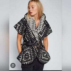 Free People Sunday Morning Hooded Jacquard Kimono